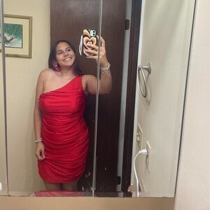 Elegant Red One Shoulder Dress